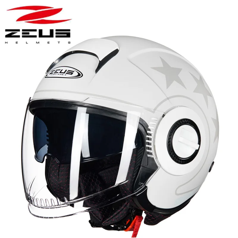 ZEUS Electric Men\'s Motorcycle Helmet Open Face Double Lens Winter Motocross Accessories Biker Bicycle Scooter Helmets