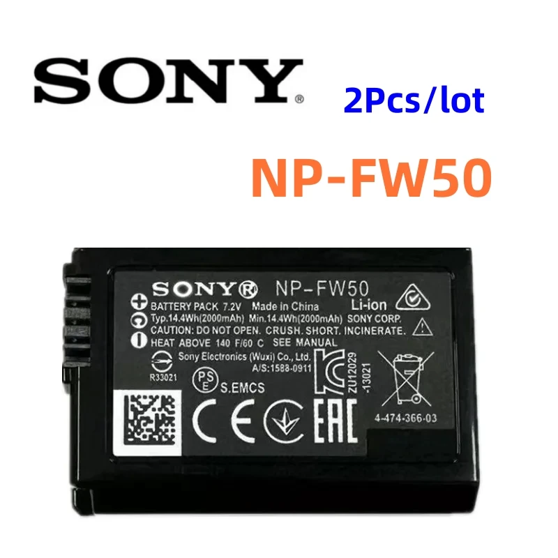 2pcs/lot Original NP FW50 Battery For Sony Alpha a6500 a6300 a6000 a5000 a3000 NEX-3 a7R a7S NEX-7 NEX-3D NEX-3K NEX-5R