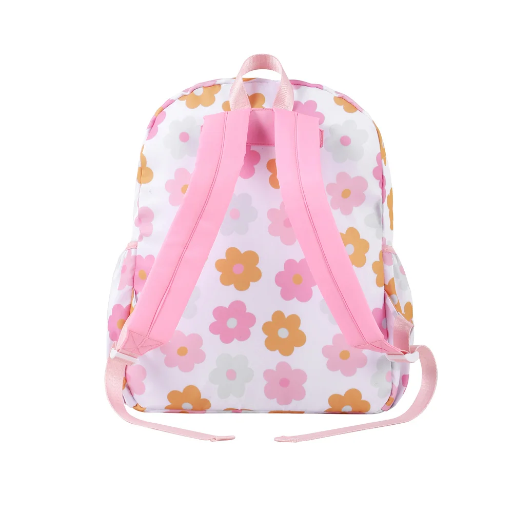 Mochila de nylon floral para crianças, Checker Xadrez Sorriso Volta às Aulas, Grande Capacidade, Saco de livro leve para adolescentes