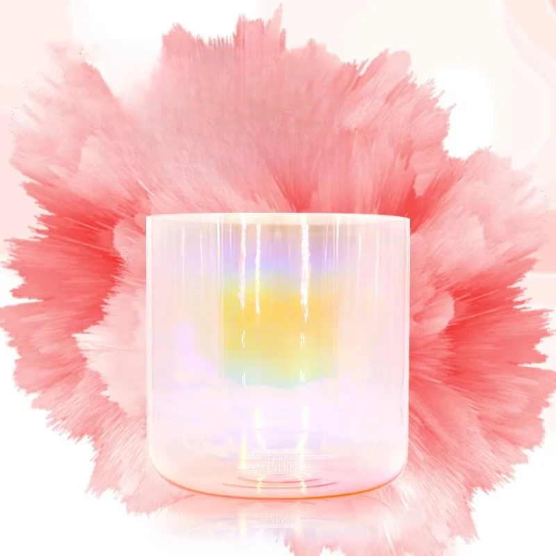 Meditation Yoga Cosmic Color clear Quartz Crystal Singing Bowl Set Transparent Sing Bowl Crystal