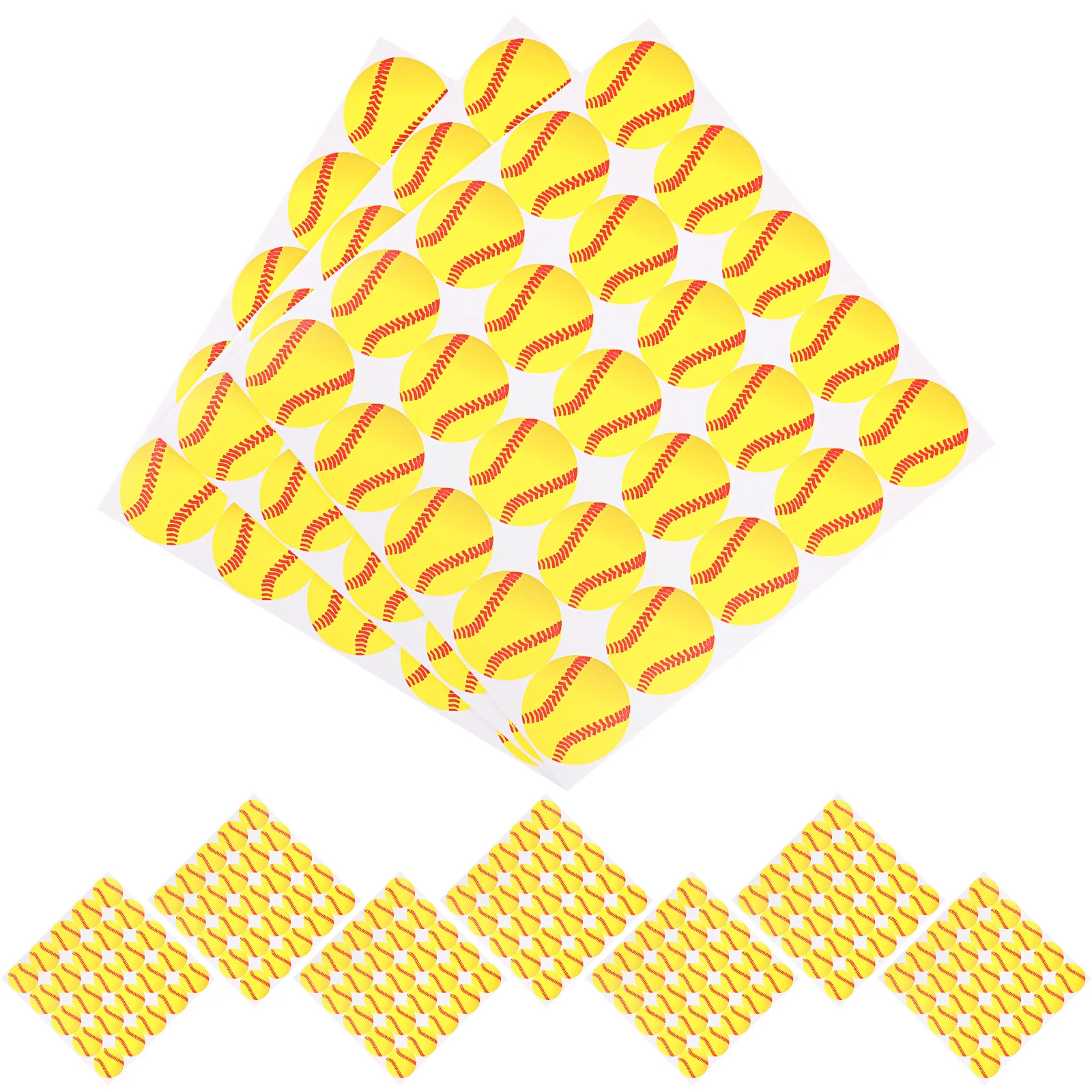 

250pcs Yellow Baseball Stickers Self Adhesive Sports Kids Water Bottles Copper Plate Small Labels Multi Surface