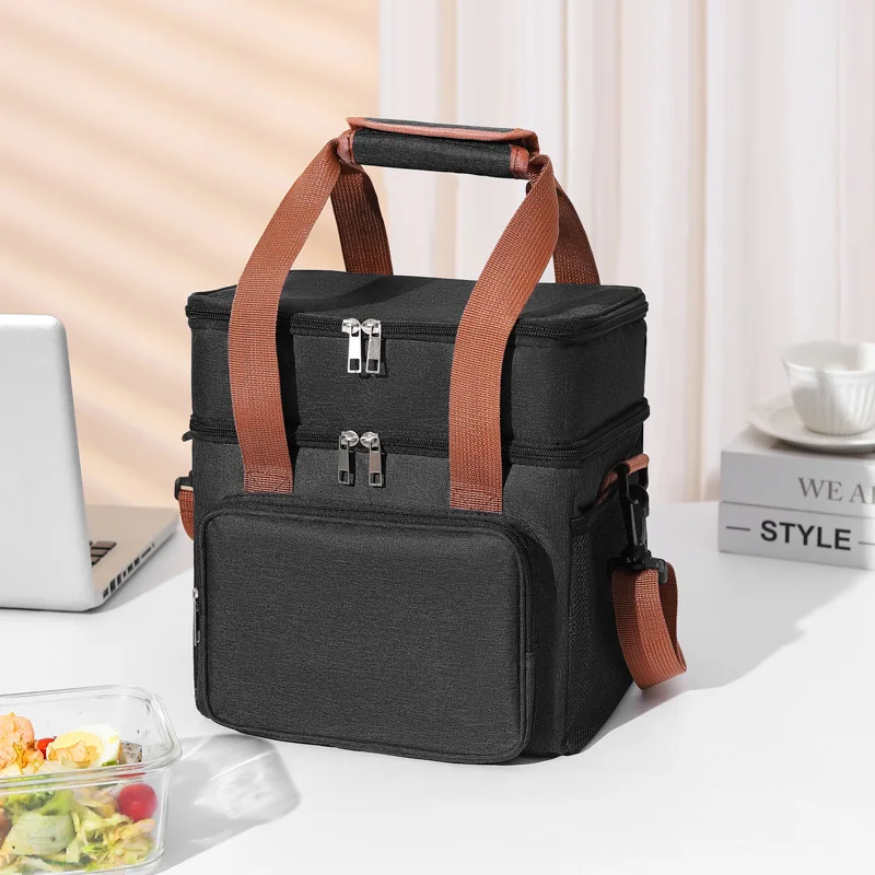 

Extra Large Insulated Picnic Bag with Removable Shoulder Strap Double Layer Cooler for School Students Outdoors Camping Storage