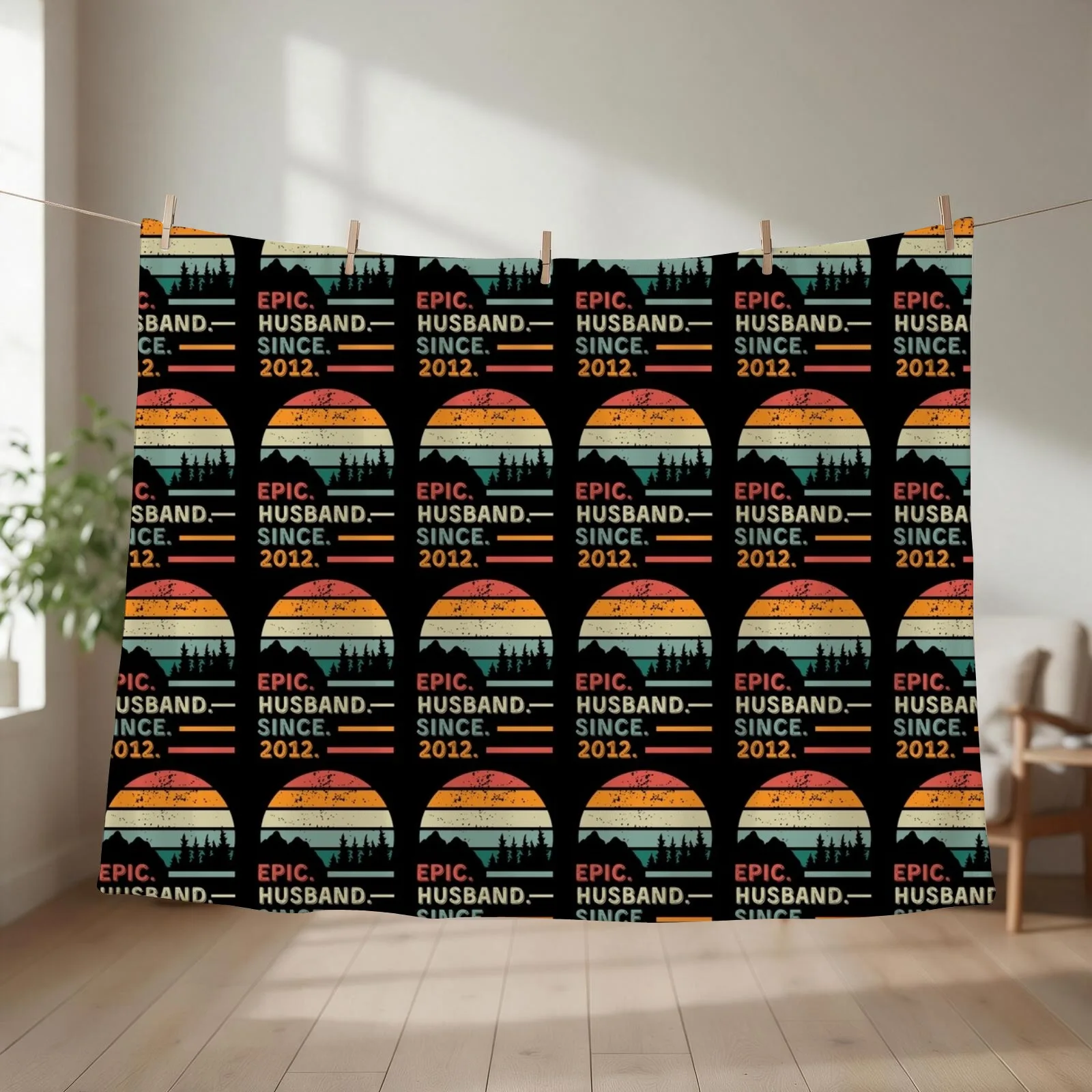 13th Wedding Anniversary for Him Epic Husband Since 2012 Throw Blanket couch cozy soft plush fuzzy picnic outdoor blanket