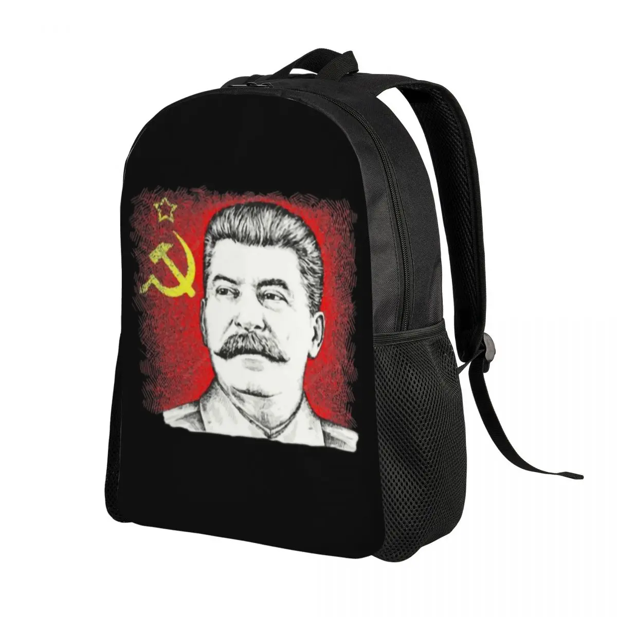 Soviet Union Leader Joseph Stalin Backpack School College Student Bookbag Fits 15 Inch Laptop CCCP USSR Communist Flag Bags