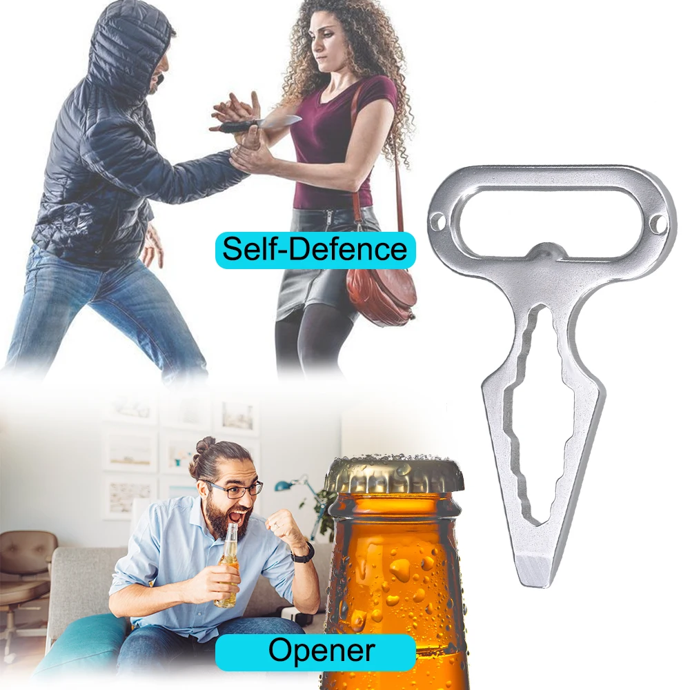 Topvico 5pcs/pack Keychain Self Defense Supplies Protection Tools Stainless Steel Bottle Opener Personal Defense Safety Security