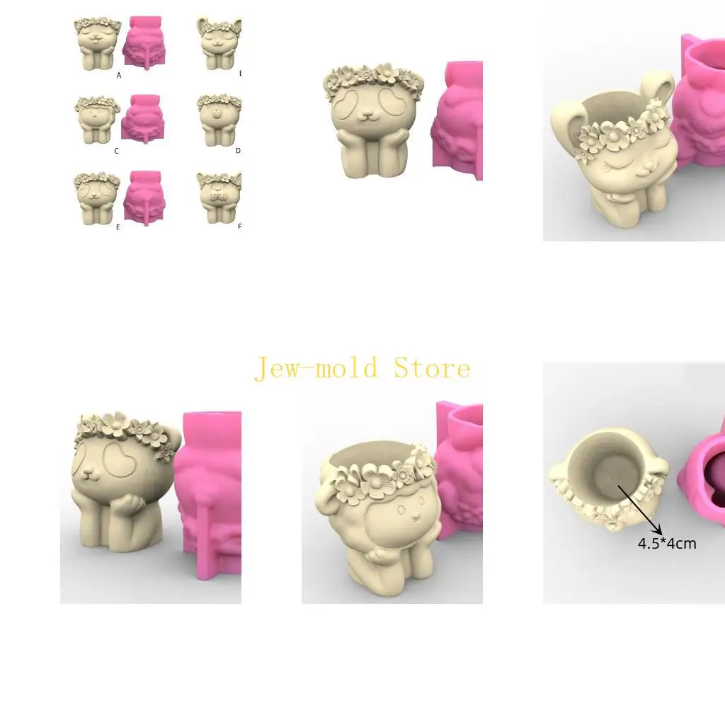 

C71B Animal Concrete Silicone Mold Flowerpot Clay Cement Plaster Mold