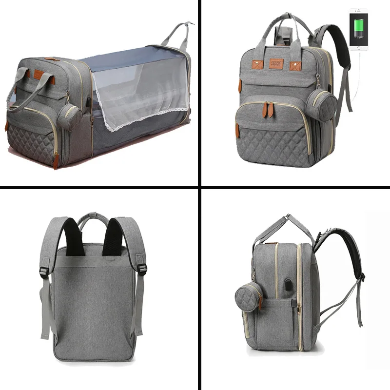 3 In 1 Diaper Bag Backpack Foldable Baby Bed Waterproof Travel Bag with  Diaper Bag Backpack with Changing Bed 3 types