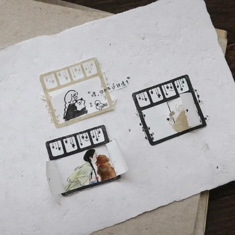 Niesamowita sceneria wewnątrz i na zewnątrz okna Drewniane pieczątki DIY do dziennika Materiał kolażowy Scrapbooking Drewniana pieczęć — zdjęcie 5