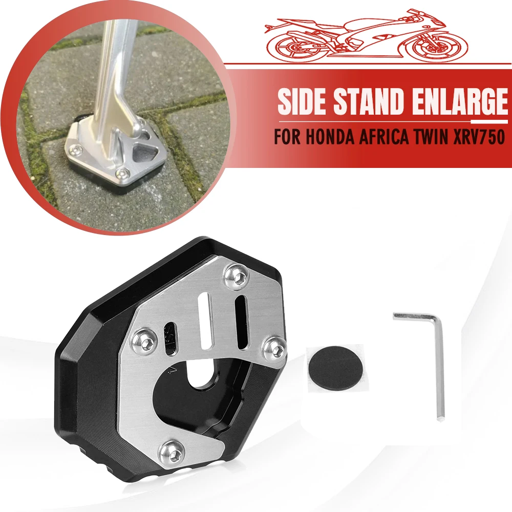 Motorcycle Side Stand Pad Plate Kickstand Enlarger Support Extension Pad Plate Cover For Honda XRV 750 Africa Twin XRV 750 RD 07