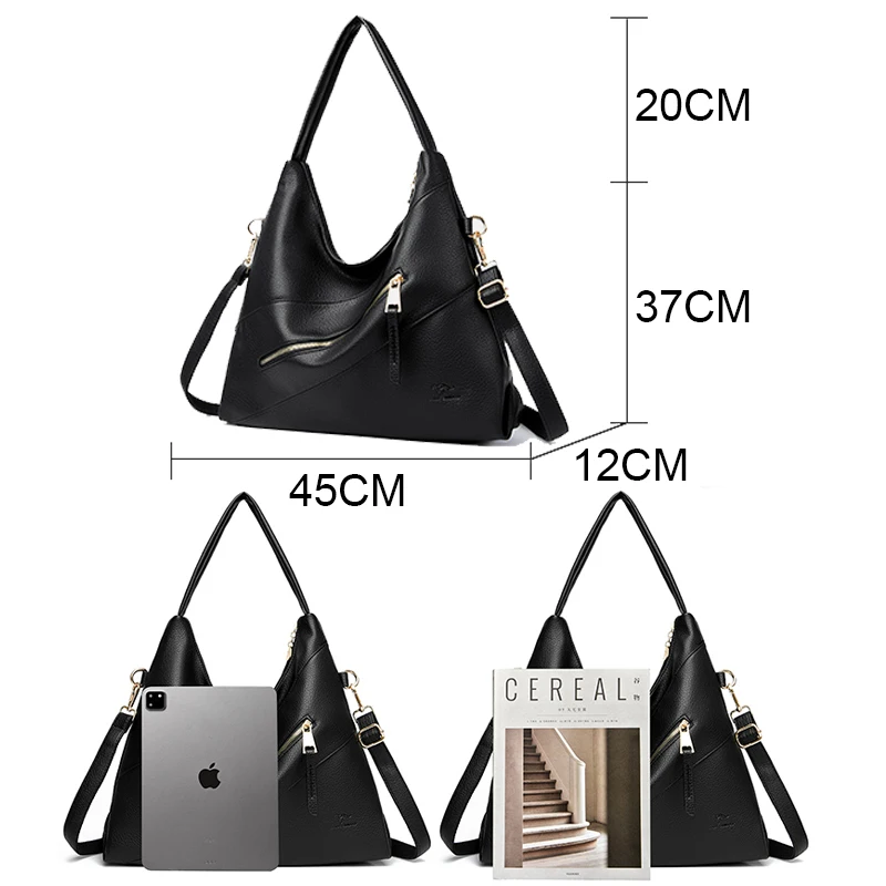 High Quality Leather Tote Bag Square Large Capacity Messenger Bag Brand Ladies Handbag Female Fashion Shoulder Crossbody Bag