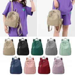 Solid Color Shoulder Backpack Large Capacity Waterproof Travel Rucksack Mini Portable Knapsack Lightweight Student School bag