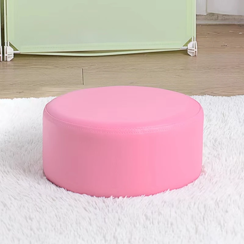 Family Small Stool Fashion Shoe Changing Stool Round Baby Children\'s Sofa Stool Creative Small Chair Leather Stool