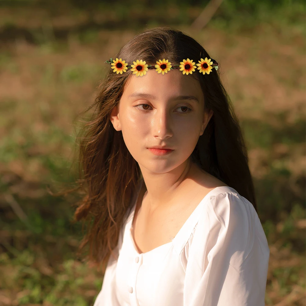 

4pcs Hawaiian Floral Headband Boho Sunflower Hairband Summer Beach Accessories For Women Elastic Hairbands Tropical