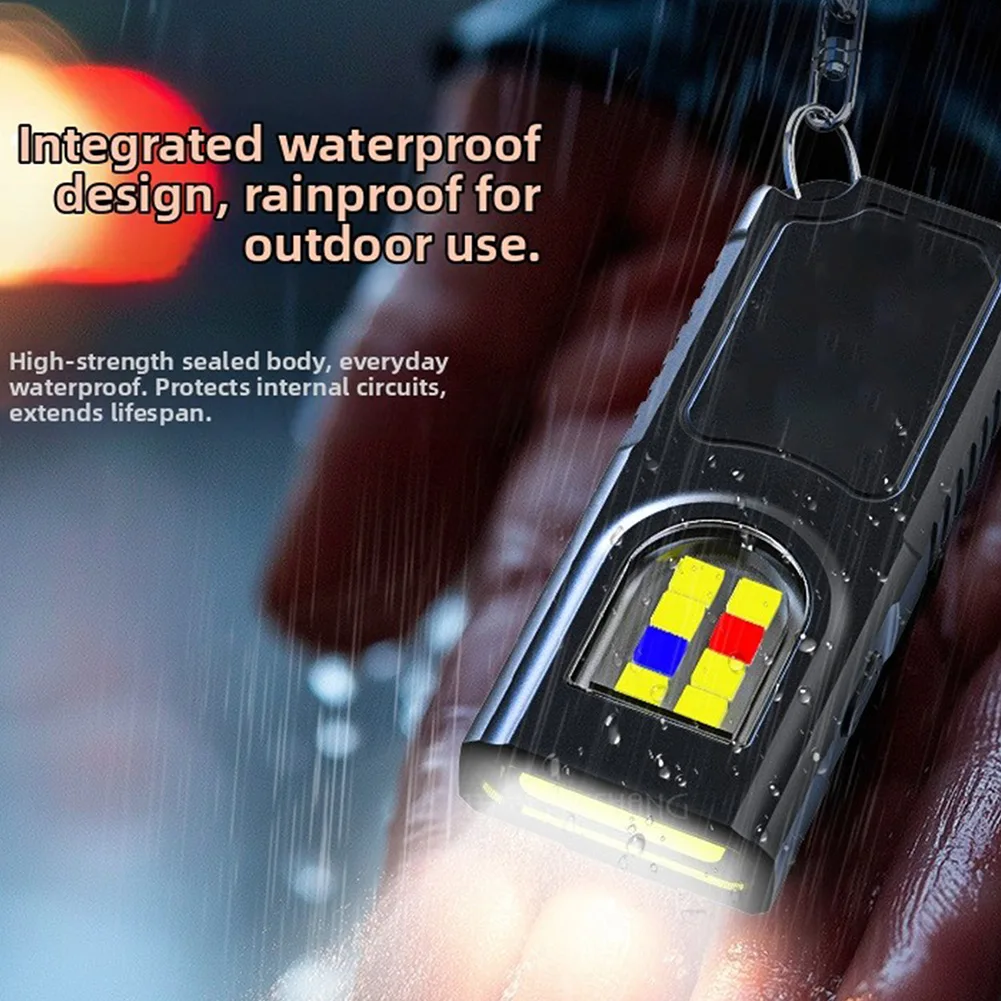 Waterproof Flashlight with Rechargeable Type C Battery Compact Design 6.8x2.8x1.7cm for Keychain or Pocket Carry Black