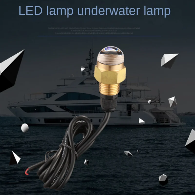 Marine Boat LED Underwater Light Lamp 12V Brass Glass Blue Drain Plug 1/2 Inch NPT Yacht Accessory Component