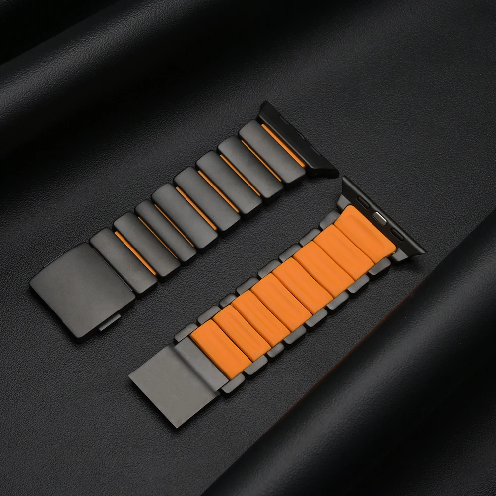 التيتانيوم الفرقة ل أبل ساعة Ultra3 2 49 مللي متر سلسلة 11 10 46 مللي متر الرجال سوار معدني ل Iwatch 9 8 7 45 مللي متر 5 6 SE3 44 مللي متر شريط مطاطي #2