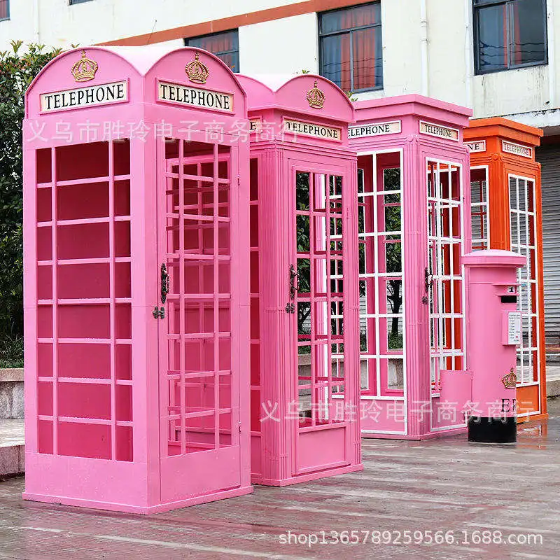 Outdoor art decoration pink telephone booth photography props for wedding london telephone booth pink telephone booth