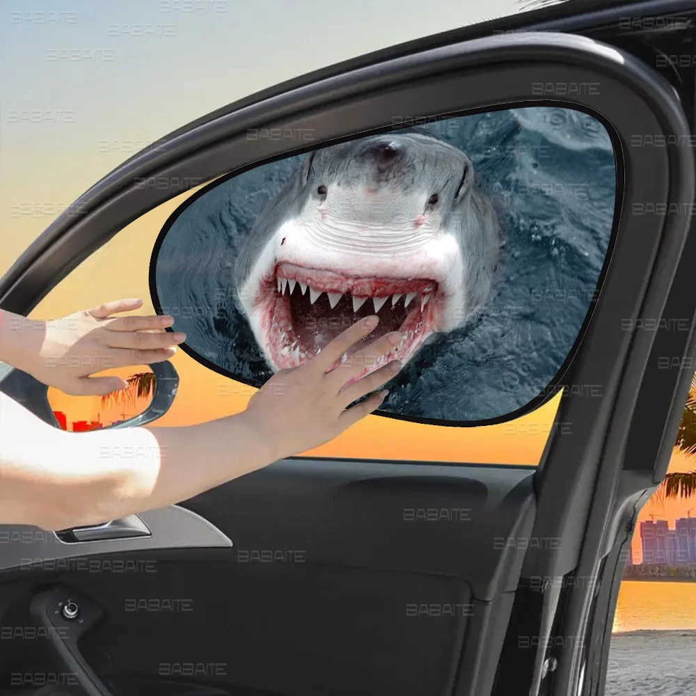 Pare-soleil pour fenêtre latérale de voiture, requin drôle, 1 paquet, isolation thermique, Absorption statique, barrière solaire pour conducteur, intérieur