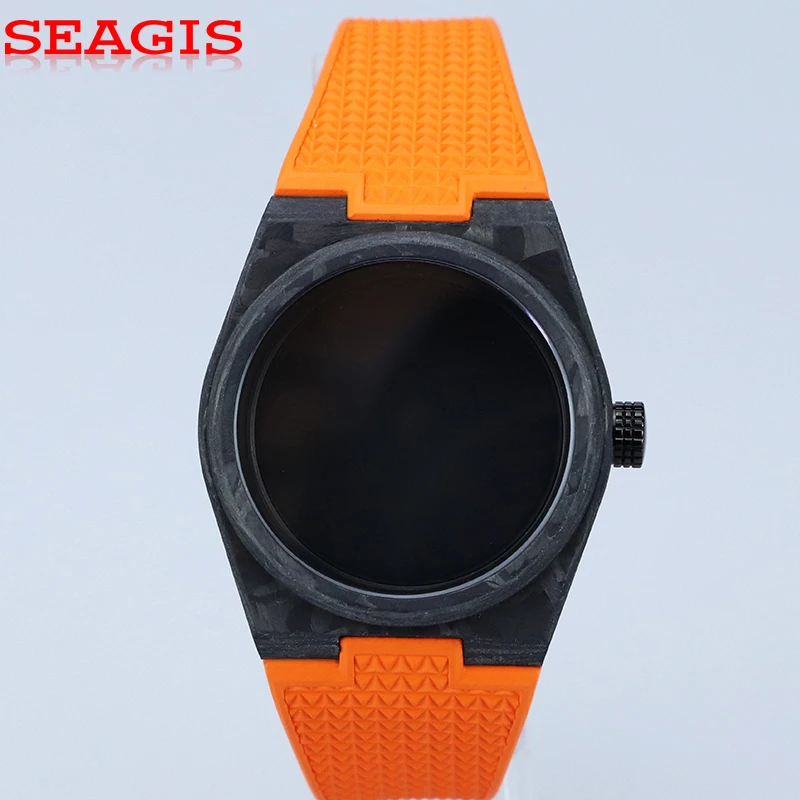 SEAGIS Carbon Fiber Case For TISSOT Mod 40mm Automatic Watch PRX Luxury Waterproof FKM Strap NH35 Movement