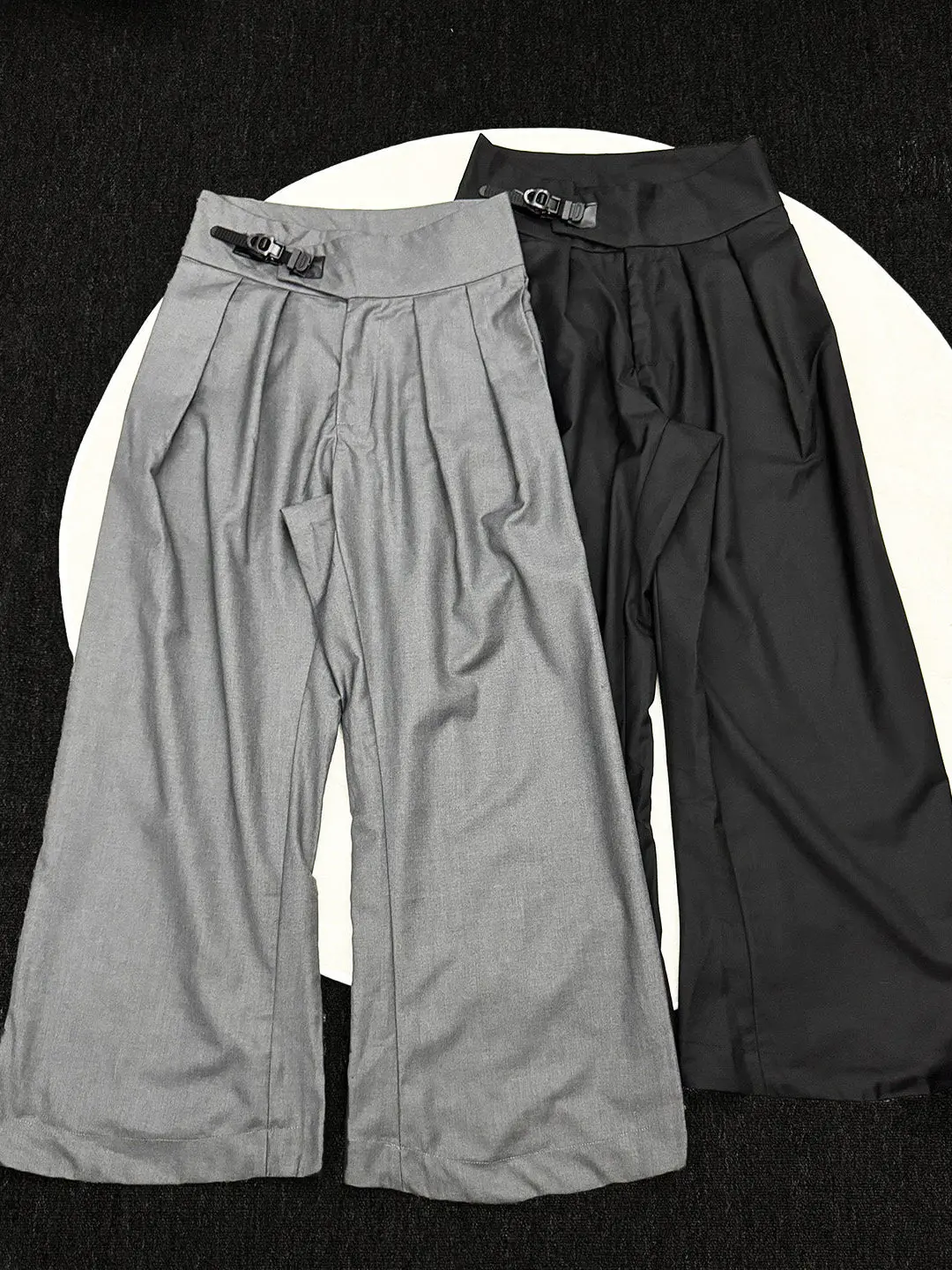 

American Retro Cleanfit Waist Seal Slide Bule ape West Pants Men's High Sense Dra Pleated Wide Leg Casual Long Pants