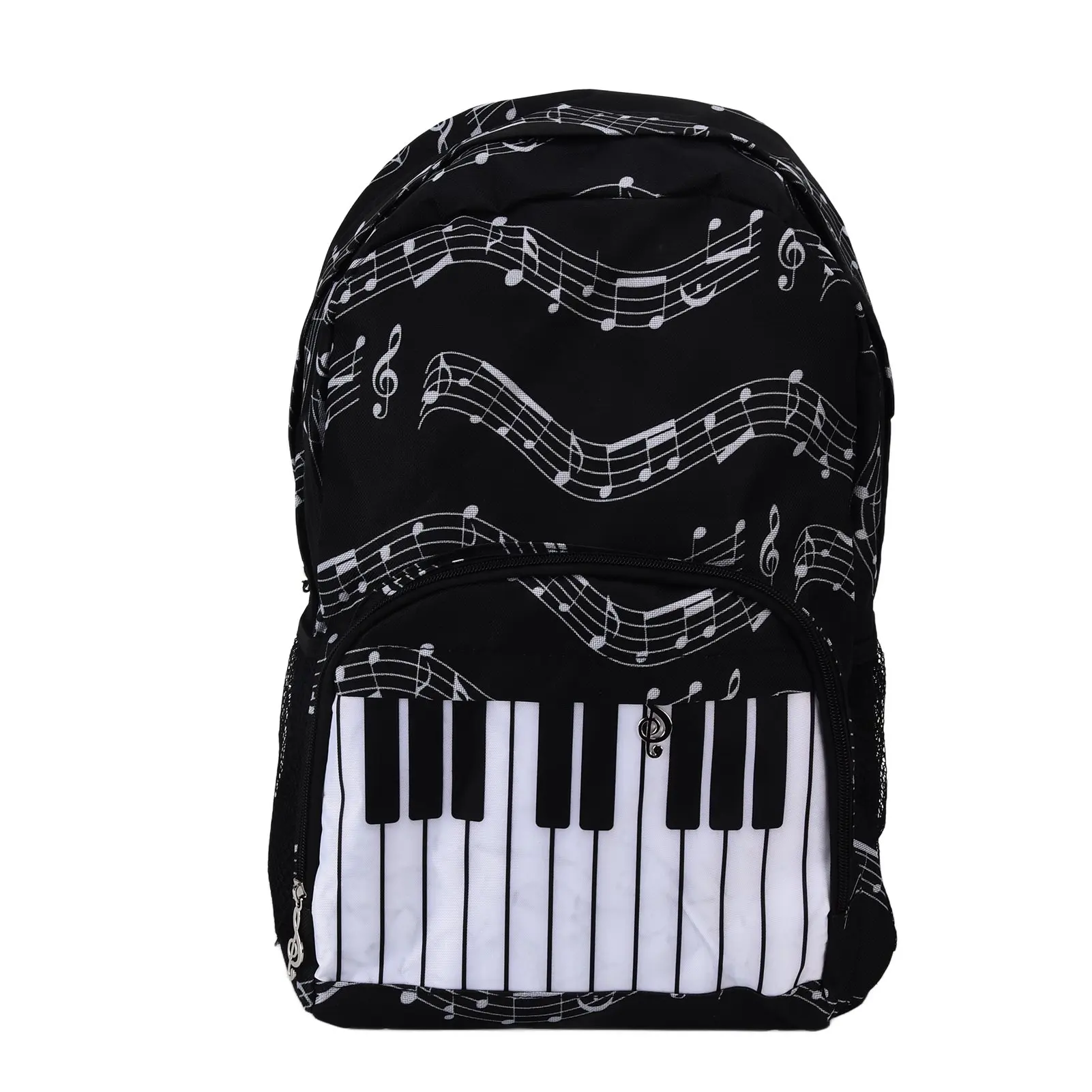 Student Backpack Oxford Cloth Piano Keys Pattern Multifunctional Knapsack for Teenagers