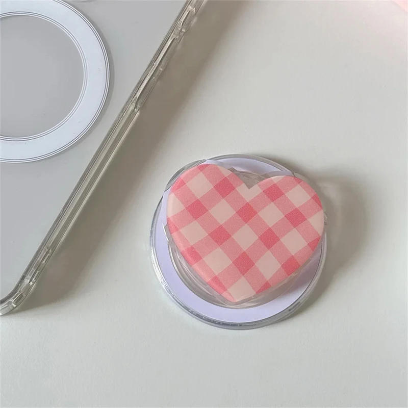 Agarre magnético para teléfono con bonitos corazones de amor y entramado para iPhone 16 15 Pro Max MagSafe