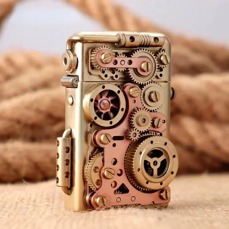 Zorro Creative Pure Copper Torrance Kerosene Lighter Personalized Mechanical Steampunk Lighter Gear Linkage Cool Men\'s Gift