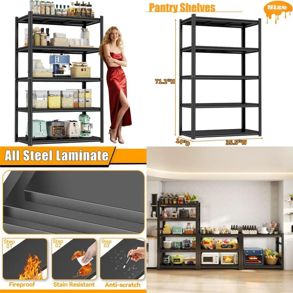 

Adjustable Metal Storage Rack - Detachable Steel Shelving Unit for Heavy Duty Use, 2000lbs Capacity Organizer