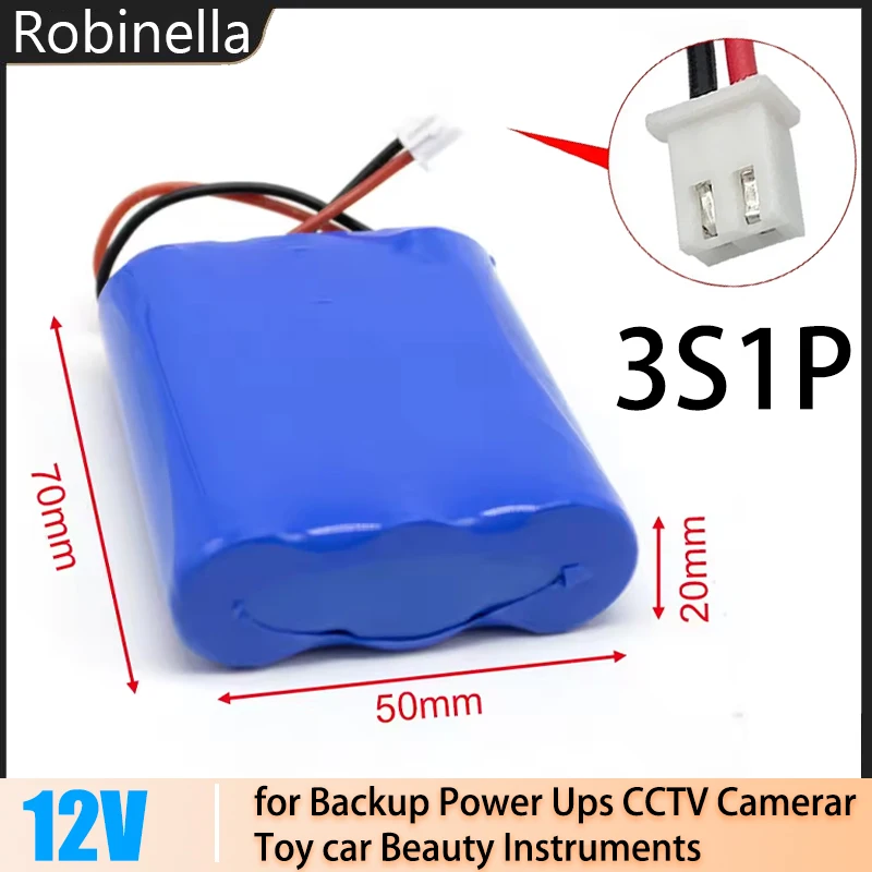 3S1P 18650 Li-ion Battery Packs 12V 11.1V Lithium Rechargeable Battery for CCTV Camera Backup Power Supply Ups Sweeper LED Light