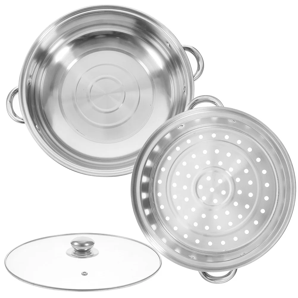 

1Set Practical Kitchen Steamer Pot 30cm Multi-Functional Double Layer Design for Home Cooking Food Steamer Cooking Steaming Pot