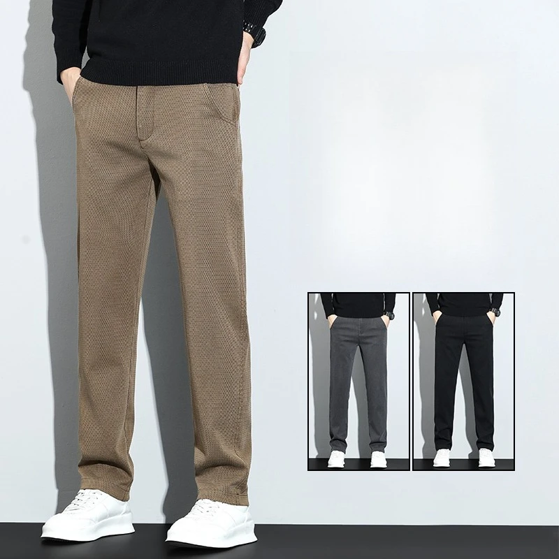

High Quality Spring Summer Soft Lyocell Fabric Men's Casual Pants Elastic Wrinkle-free Breathe Loose Straight Trousers
