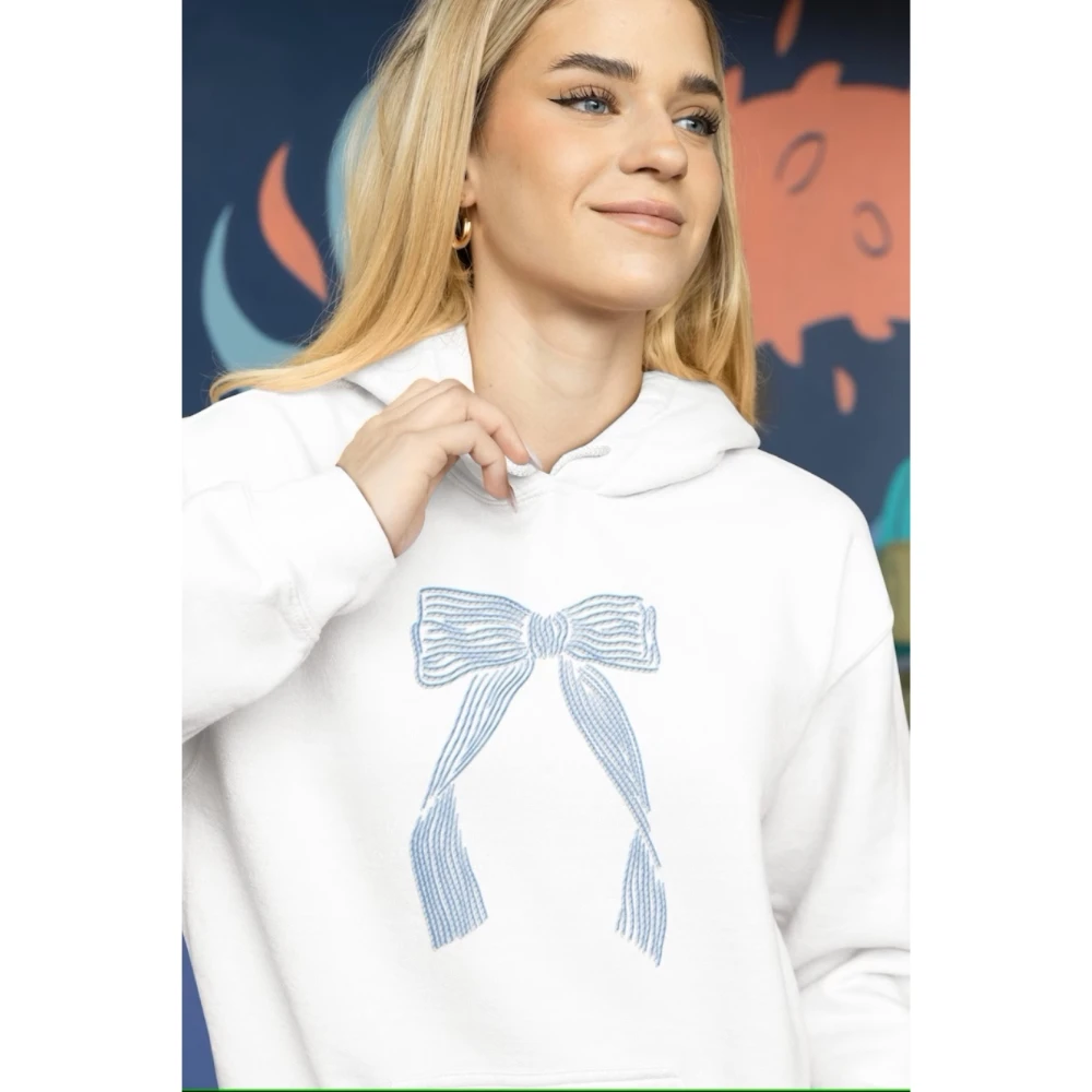 

Blue Bow Y2k Hoodie Coquette Aesthetic Blue Ribbon Sweatshirt Cute Trendy 90s Kawaii Basics Pullover Tee Harajuku Fashion Top