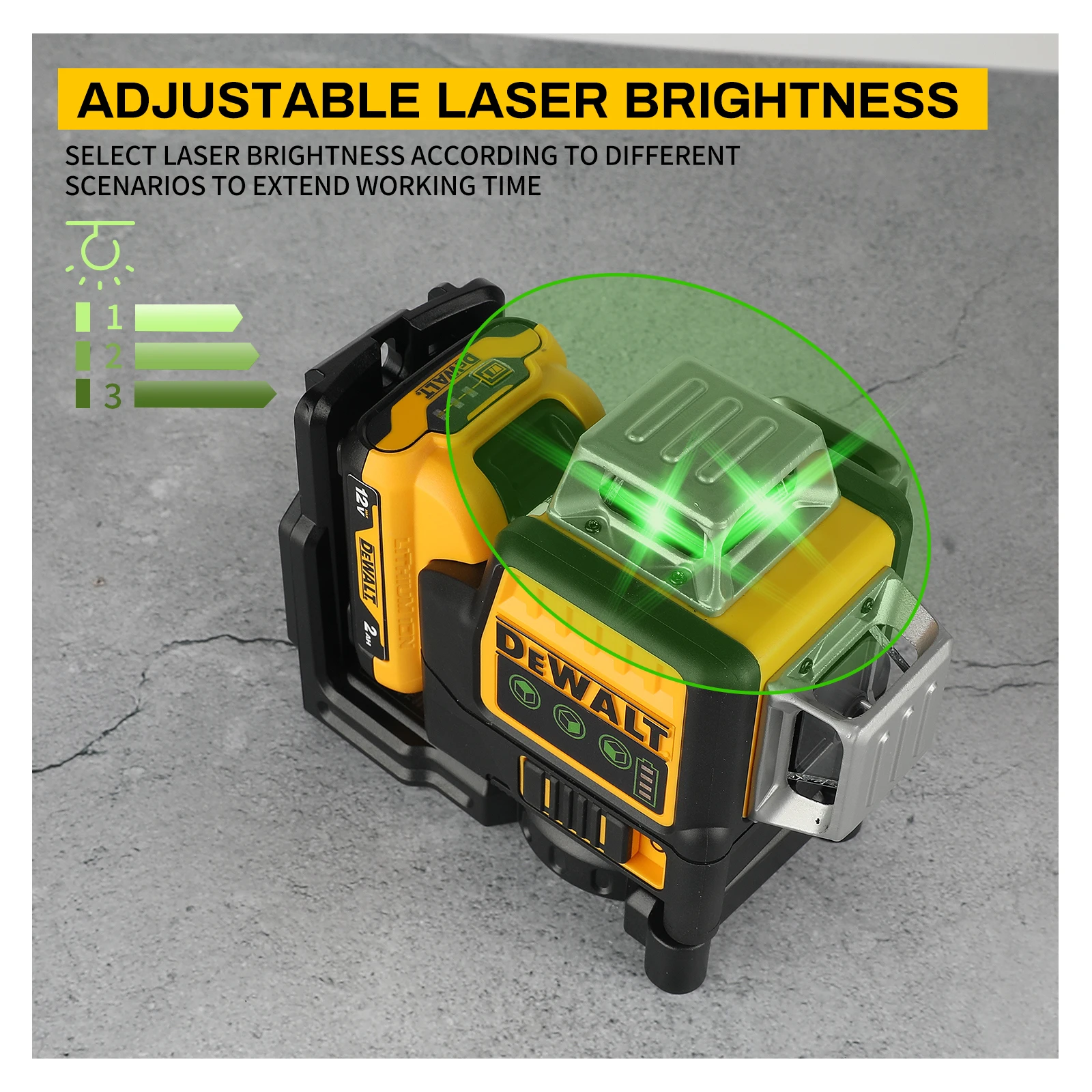 Dewalt DW089LG 3 Sides*360 12 Lines Laser 12V Battery Horizontal Green Light tool Meter Outdoor Degree Vertical bare machine