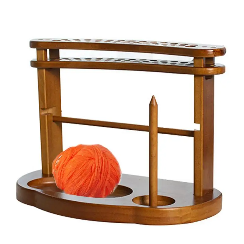 Handmade Wood Yarn Dispenser Yarn Dispenser Large Capacity Craft Enthusiasts Convenient Yarn Ball Holder Double-Layer Design