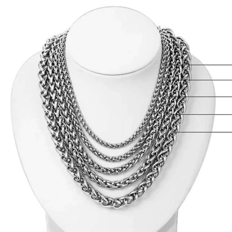 YQ Stainless Steel Twist Rope Chain Necklace For Men Women 3MM-8MM Pendant Accessories Wholesale