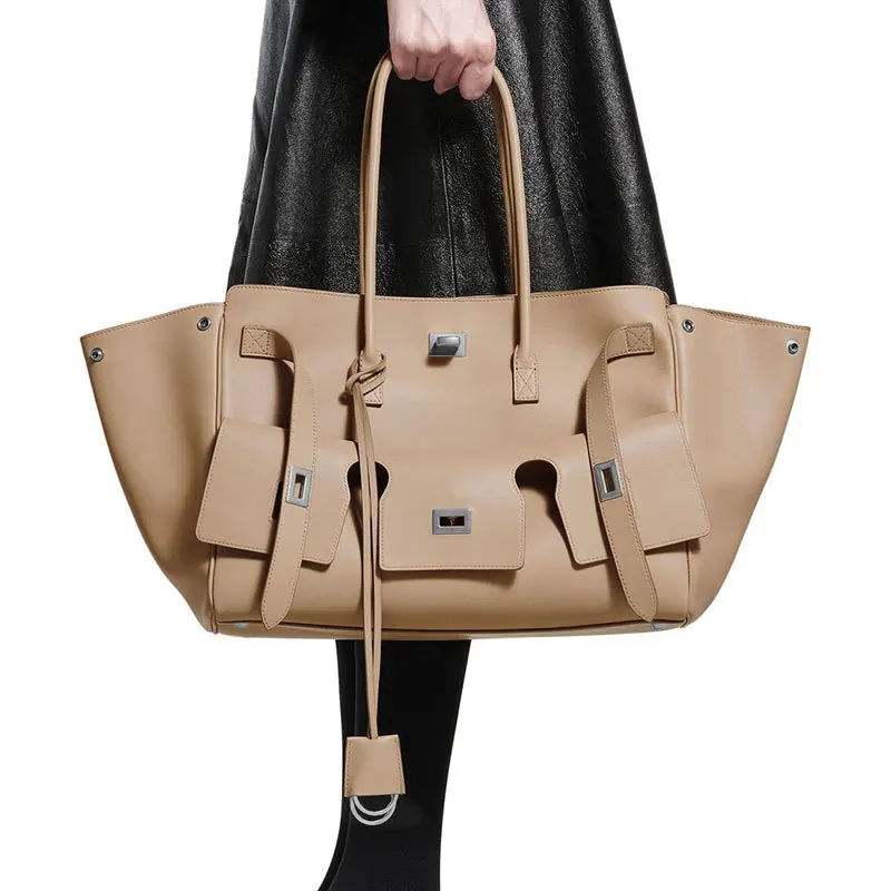 Fashionable Large Capacity Commuter Tote Bag Relaxing Feel Single Shoulder Bag Soft Structure Daily Use PU Strap Crossbody Bag
