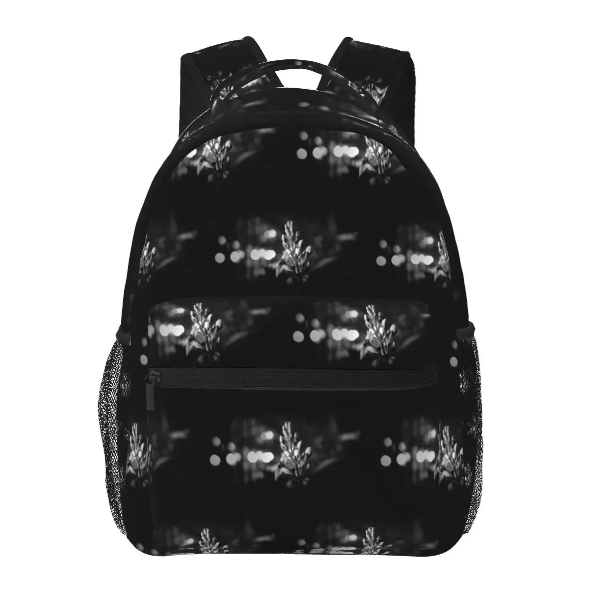 

Silent Bloom Black & White Floral Art Backpack Hot Sale Daypack Large Capacity BookBag School Bag Shoulder Bags for Men Women