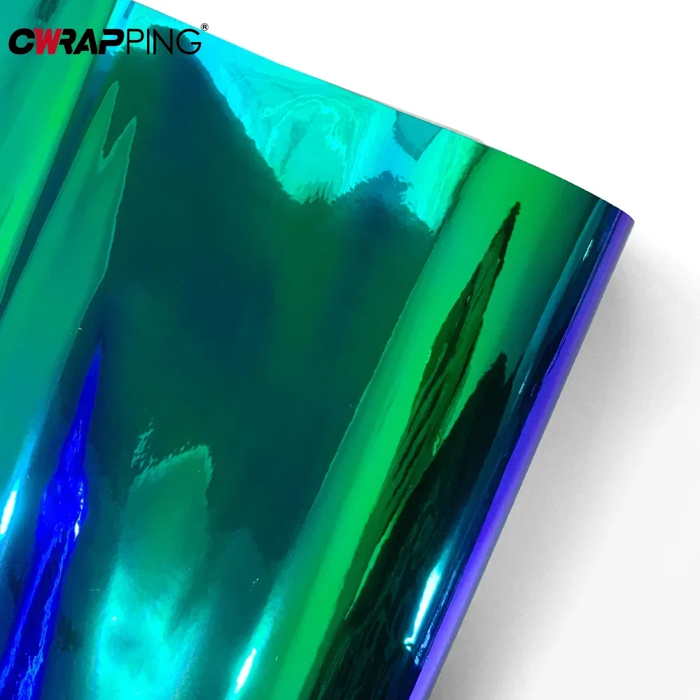 Car Sticker Vinyl Wrapped Gradient Green Electroplated Rainbow Film Waterproof Scratch Resistant Bubble Free Car Accessories