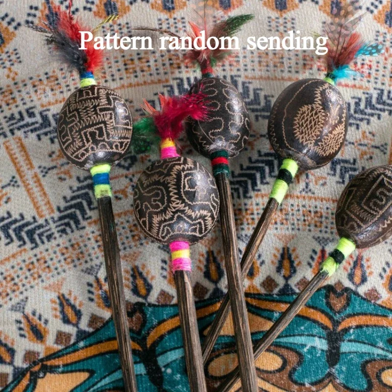 

Peruvian Nut Shell Rattle Sand Hammer Healing Concert Accompaniment Hand Carved Gourd Sand Hammers Percussion Instruments