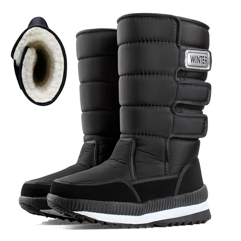 Warm Snow Boots, Winter Men Women Fishing Hunting Boots, Thick Plush Non-slip High Boots, Waterproof Lightweight Boots