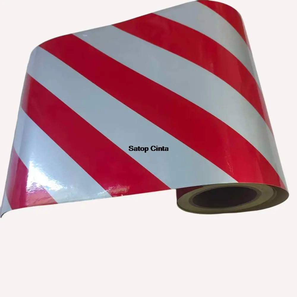 30cm*5m Red-White Twill Waterproof Reflective Tapes Advertising Grade High Intensity Adhesive Safety Marking Sticker For Vehicle