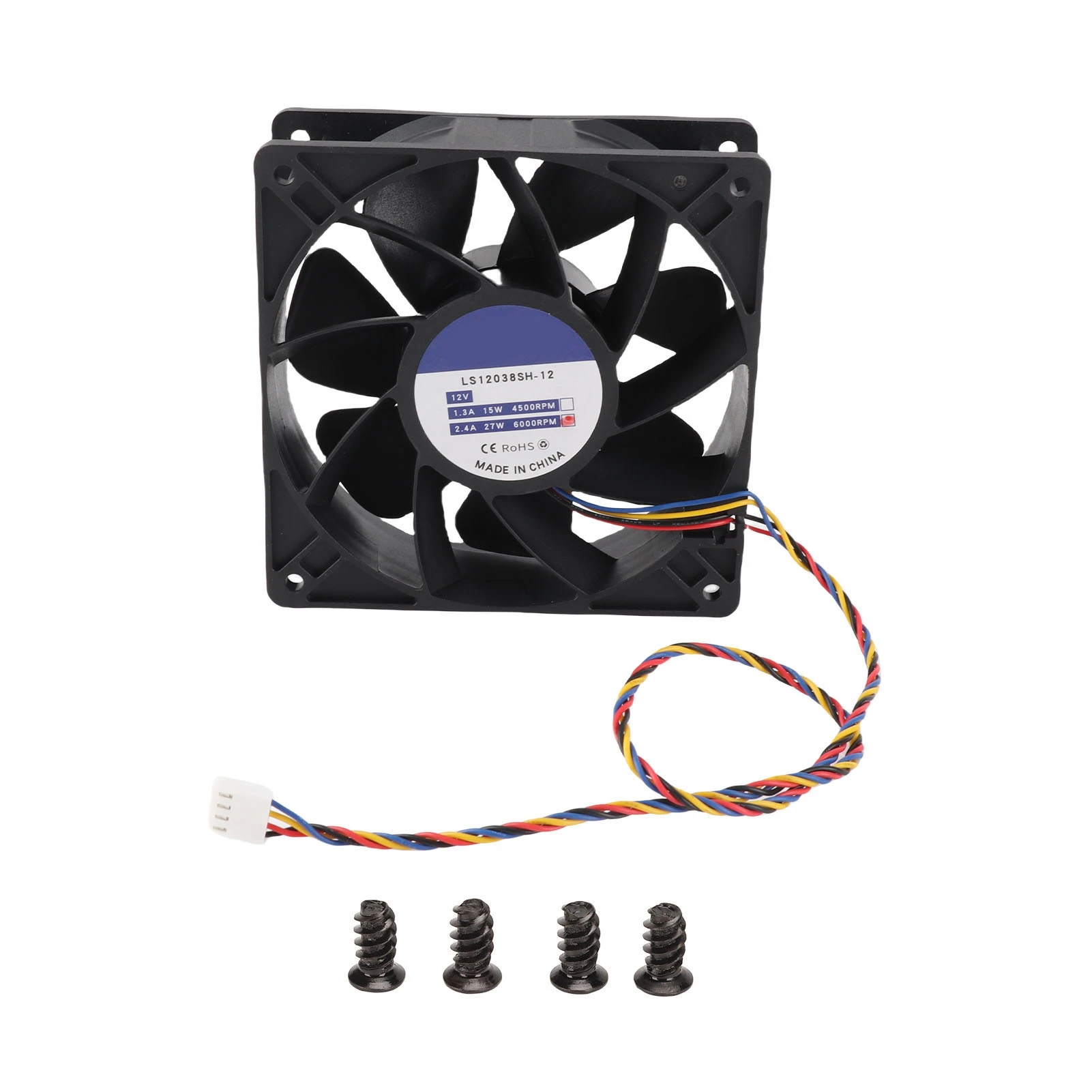 

12cm Cooling Fan 120x38mm 6000rpm 12V 2.7A 4pin FG DC Brushless PWM Black Computer Case Fan for Camera Servers