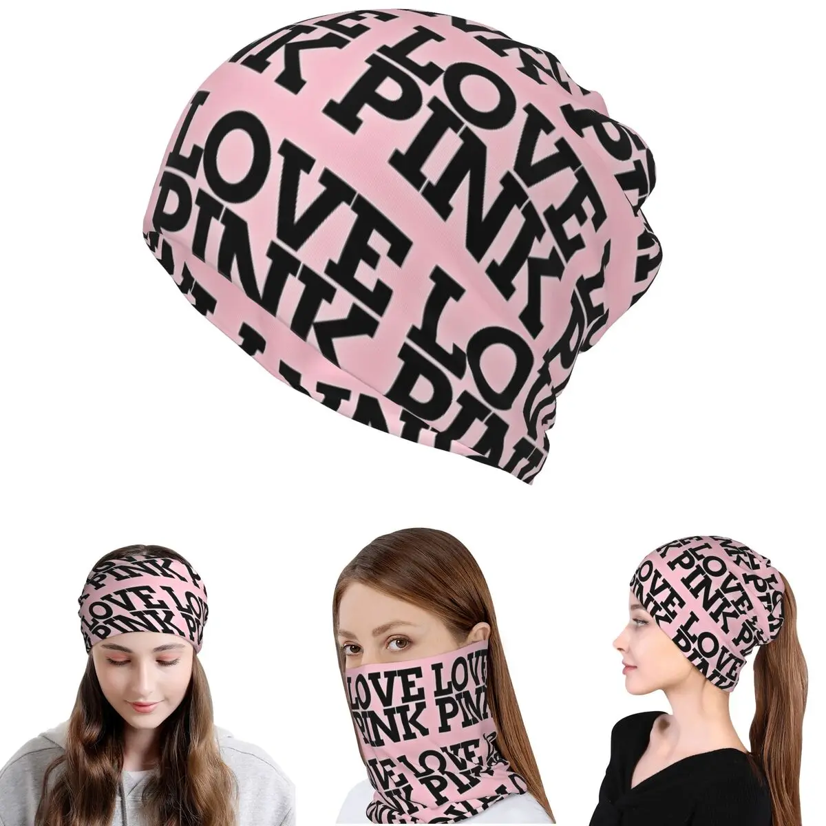 Love Pink Bandana Halstuch, Wickelschal, Mehrzweck-Radschal, Mütze, Unisex, für Erwachsene, Winter