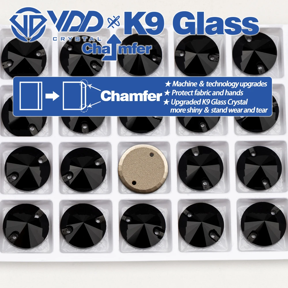 VDD Rivoli S102 Jet AAAAA Top Quality K9 Glass Sew On Rhinestones Crystal Flatback Sewing Stones For DIY Garment Wedding Dress