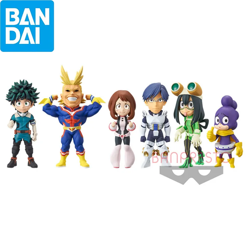 Bandai Genuine My Hero Academia WCF VO.1 Iida Tenya Midoriya Izuku Asui Tsuyu Mineta Minoru Anime Figure Model Toys Kids Gifts