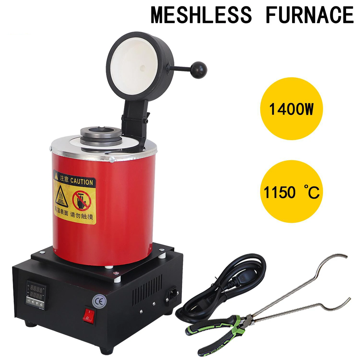 

1400W Digital Electric Gold Melting Furnace with 1/2/3KG Graphite Crucible for Silver Gold Copper Jewelry Casting Tool