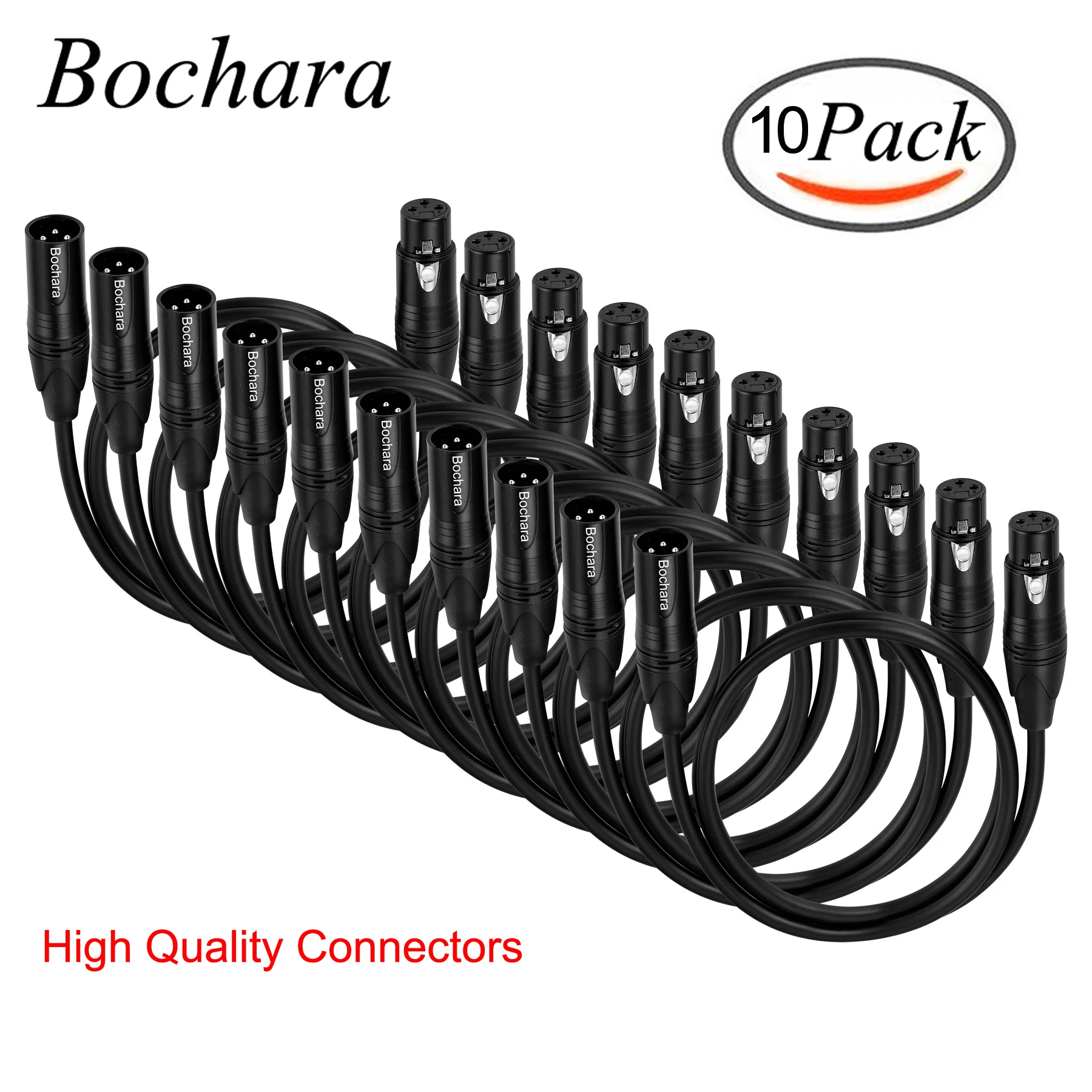 

Bochara XLR Cable Male to Female OFC Copper Audio Foil+Braided Shielded For Microphone Mixer Amplifier Stage light 10Pack