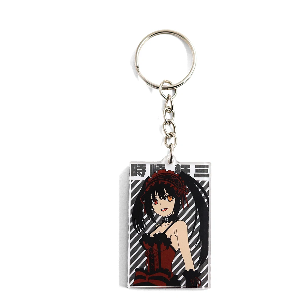 DATE A LIVE Tokisaki Kurumi Keychain Anime Characters Acrylic Key Ring Japanese Manga Role Periphery Pendant Clothing Accessorie