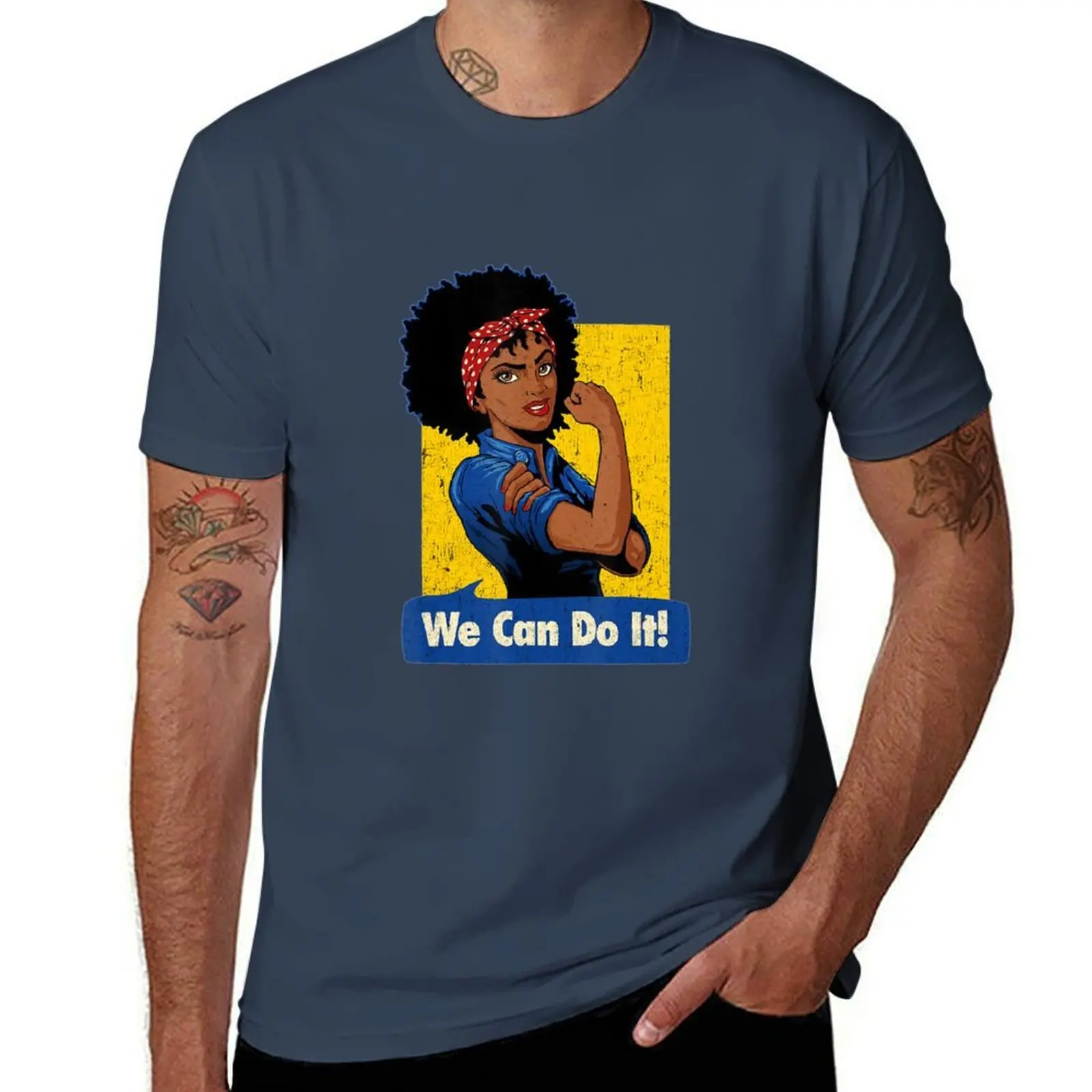 

Rosie The Riveter Black Strong T-Shirt Fashion Pattern Printed Tee Shirt