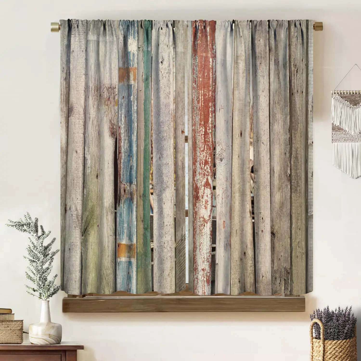 

Старые деревянные плотные шторы, коричневые ретро деревенский сарай фермерский дом с принтом затемняющий стержень карманные оконные шторы для спальни Li